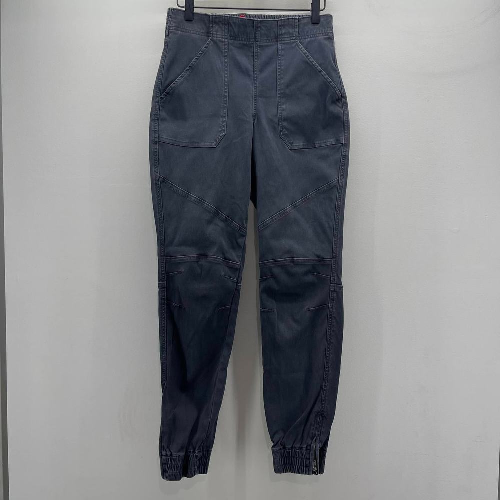 Spanx Stretch Twill Cargo Jogger Pants Womens Medium Washed Black Casual Work